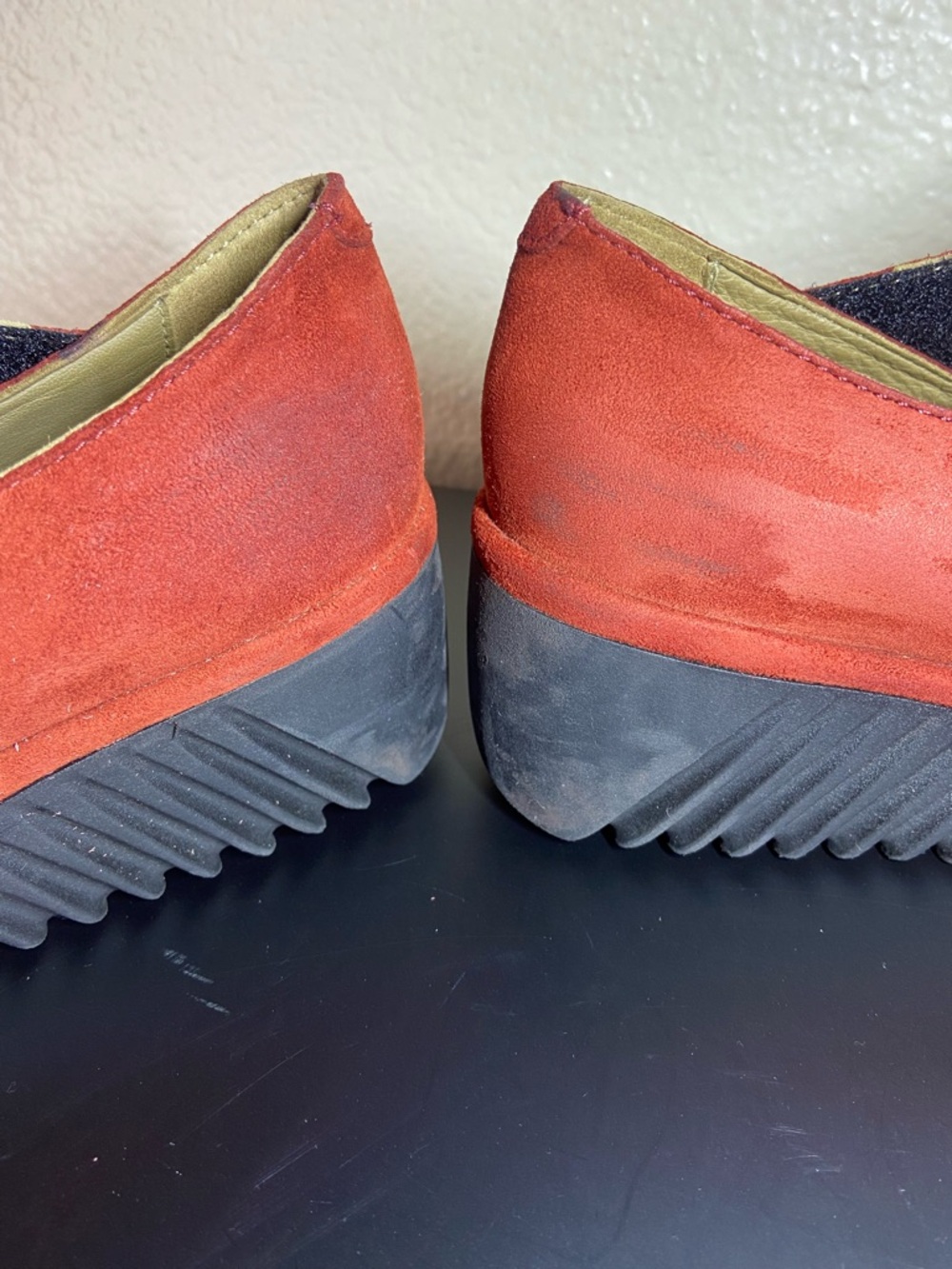 Fly London Women's Red Suede Mary Jane Wedge Mules size:37(6.5) - Picture 12 of 13